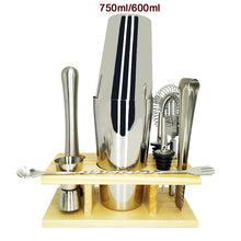Load image into Gallery viewer, Mr.YouWho 550ml/750ml Stainless Steel Cocktail Making Set with Wooden Display Stand