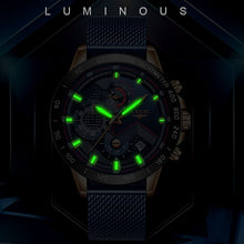 Load image into Gallery viewer, LIGE Fashion Mens Watches Top Brand Luxury WristWatch Quartz Clock Blue Watch Men Waterproof Sport Chronograph Relogio Masculino