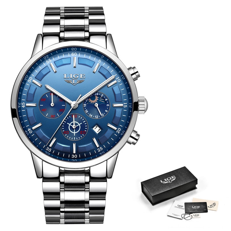 Lige Watch Men's Fashion Metal Band Watch