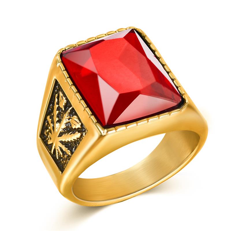 Men's Vintage Stainless Steel Stone Ring - Mr.YouWho