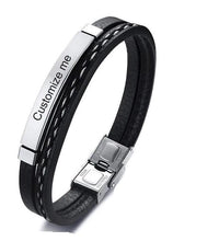 Load image into Gallery viewer, Engrave your own Stainless Steel Leather Bracelet - Mr.YouWho