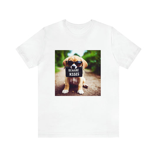 Beware of Dog Kisses" Cute Puppy Graphic Tee – Perfect for Dog Lovers!