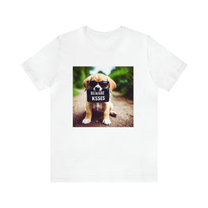 Beware of Dog Kisses" Cute Puppy Graphic Tee – Perfect for Dog Lovers!