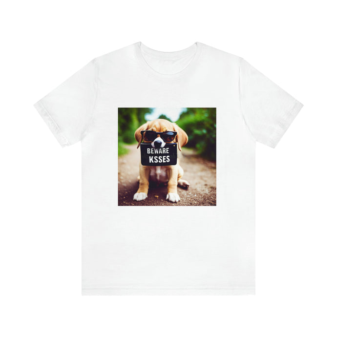 Beware of Dog Kisses: Cute & Cuddly Canine Lover's Graphic Tee for Dog Moms & Dads