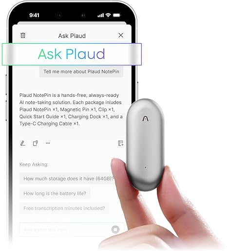 Plaud NotePin Voice Recorder, AI Voice Recorder