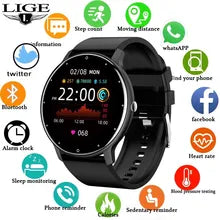 LIGE 2023 Full-Touch Smart Watch: IP67, Fitness Features, Android & iOS Compatible