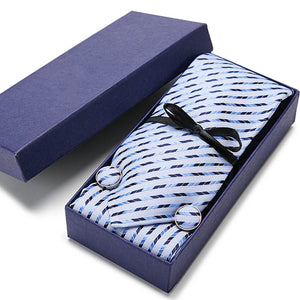 Gift box Tie 100% Silk Jacquard Woven Necktie Hanky Cufflinks Set - Mr.YouWho