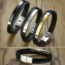 Load image into Gallery viewer, Engrave your own Stainless Steel Leather Bracelet - Mr.YouWho