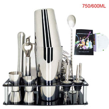 Load image into Gallery viewer, Mr.YouWho 550ml/750ml Stainless Steel Cocktail Making Set with Wooden Display Stand