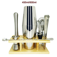 Load image into Gallery viewer, Mr.YouWho 550ml/750ml Stainless Steel Cocktail Making Set with Wooden Display Stand