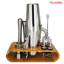 Load image into Gallery viewer, Mr.YouWho 550ml/750ml Stainless Steel Cocktail Making Set with Wooden Display Stand