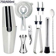 Load image into Gallery viewer, Mr.YouWho 550ml/750ml Stainless Steel Cocktail Making Set with Wooden Display Stand
