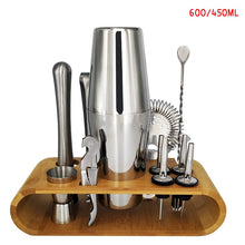 Load image into Gallery viewer, Mr.YouWho 550ml/750ml Stainless Steel Cocktail Making Set with Wooden Display Stand