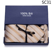 Load image into Gallery viewer, Gift box Tie 100% Silk Jacquard Woven Necktie Hanky Cufflinks Set - Mr.YouWho
