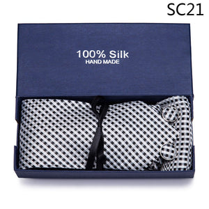 Gift box Tie 100% Silk Jacquard Woven Necktie Hanky Cufflinks Set - Mr.YouWho