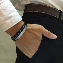 Load image into Gallery viewer, Engrave your own Stainless Steel Leather Bracelet - Mr.YouWho