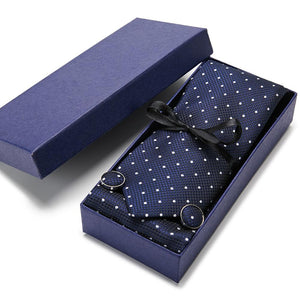 Gift box Tie 100% Silk Jacquard Woven Necktie Hanky Cufflinks Set - Mr.YouWho