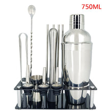 Load image into Gallery viewer, Mr.YouWho 550ml/750ml Stainless Steel Cocktail Making Set with Wooden Display Stand