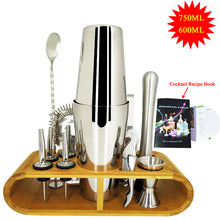 Load image into Gallery viewer, Mr.YouWho 550ml/750ml Stainless Steel Cocktail Making Set with Wooden Display Stand