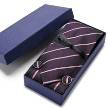 Load image into Gallery viewer, Gift box Tie 100% Silk Jacquard Woven Necktie Hanky Cufflinks Set - Mr.YouWho