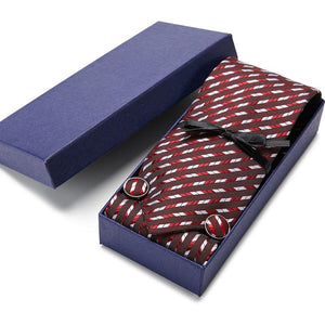 Gift box Tie 100% Silk Jacquard Woven Necktie Hanky Cufflinks Set - Mr.YouWho