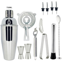 Load image into Gallery viewer, Mr.YouWho 550ml/750ml Stainless Steel Cocktail Making Set with Wooden Display Stand