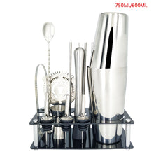 Load image into Gallery viewer, Mr.YouWho 550ml/750ml Stainless Steel Cocktail Making Set with Wooden Display Stand