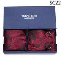 Load image into Gallery viewer, Gift box Tie 100% Silk Jacquard Woven Necktie Hanky Cufflinks Set - Mr.YouWho