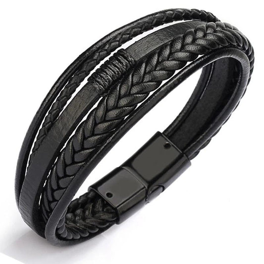 Men's Magnetic-Clasp Leather Bracelet - Mr.YouWho