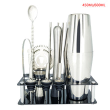 Load image into Gallery viewer, Mr.YouWho 550ml/750ml Stainless Steel Cocktail Making Set with Wooden Display Stand