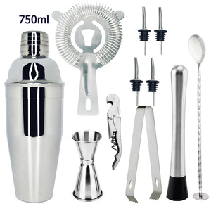 Mr.YouWho 550ml/750ml Stainless Steel Cocktail Making Set with Wooden Display Stand