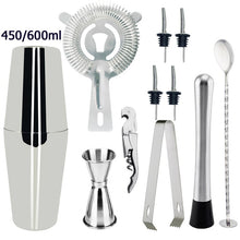 Load image into Gallery viewer, Mr.YouWho 550ml/750ml Stainless Steel Cocktail Making Set with Wooden Display Stand