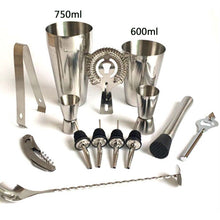 Load image into Gallery viewer, Mr.YouWho 550ml/750ml Stainless Steel Cocktail Making Set with Wooden Display Stand