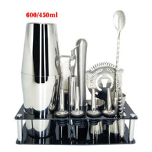 Load image into Gallery viewer, Mr.YouWho 550ml/750ml Stainless Steel Cocktail Making Set with Wooden Display Stand