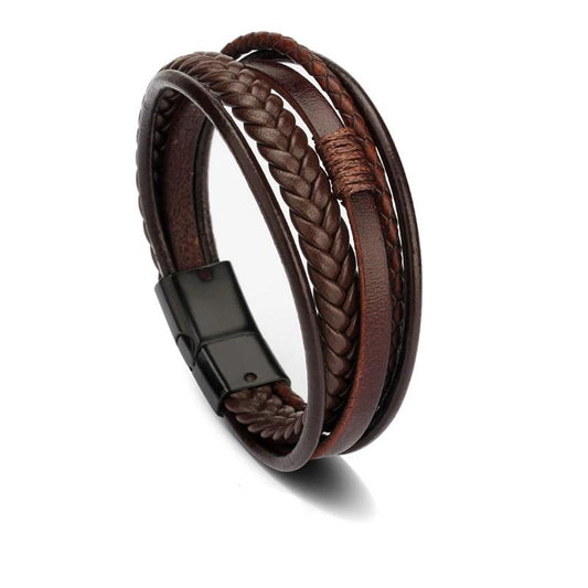 Men's Magnetic-Clasp Leather Bracelet - Mr.YouWho