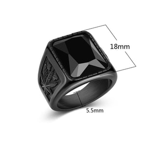Men's Vintage Stainless Steel Stone Ring - Mr.YouWho