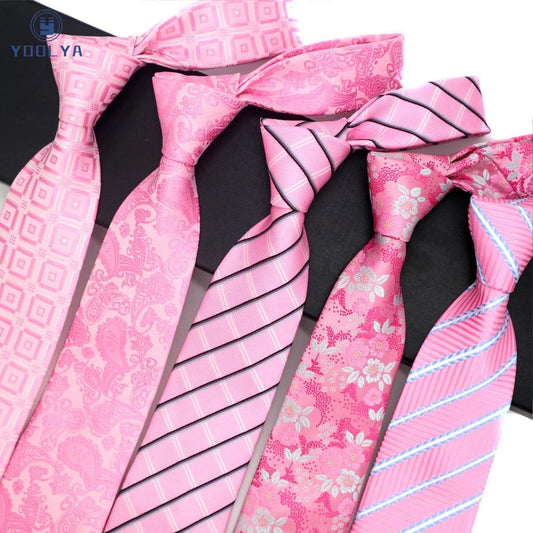 Luxury Pink Floral Silk Neck Jacquard Woven Ties - Mr.YouWho