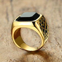 Load image into Gallery viewer, Black Carnelian Semi-Precious Signet Ring - Mr.YouWho