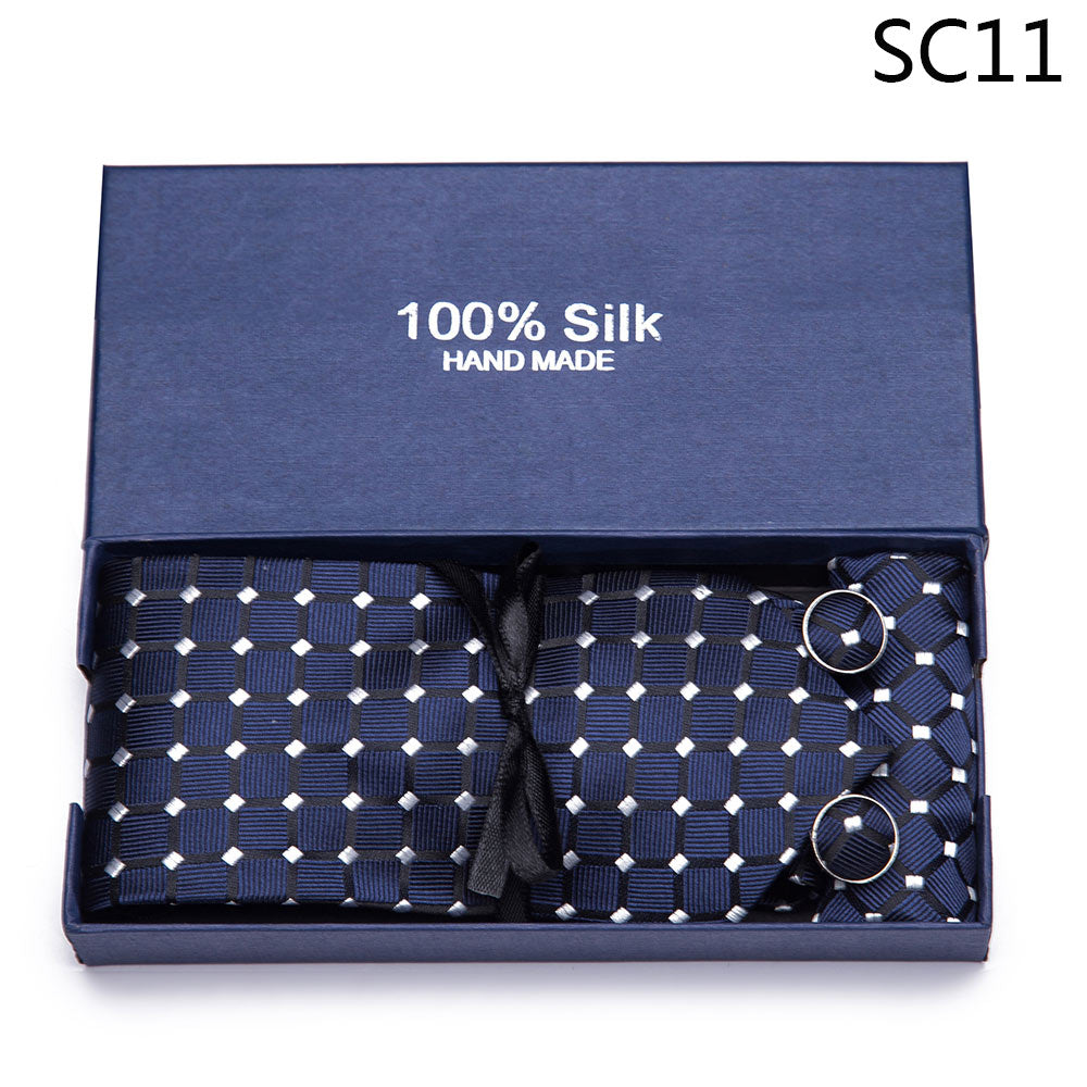 Gift box Tie 100% Silk Jacquard Woven Necktie Hanky Cufflinks Set - Mr.YouWho