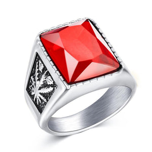 Men's Vintage Stainless Steel Stone Ring - Mr.YouWho