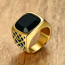 Load image into Gallery viewer, Black Carnelian Semi Precious Signet Ring - Mr.YouWho