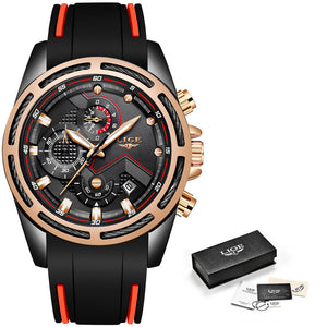 Lige Watch Silicone Band Men Red