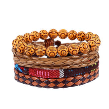 Load image into Gallery viewer, Tibetan Wood Beads Wrap Leather Cord Layers - Mr.YouWho
