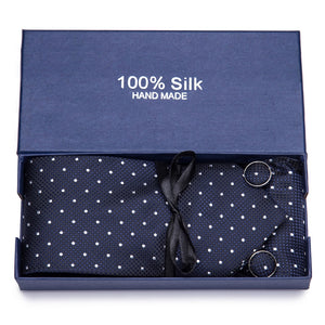 Gift box Tie 100% Silk Jacquard Woven Necktie Hanky Cufflinks Set - Mr.YouWho
