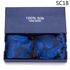 Gift box Tie 100% Silk Jacquard Woven Necktie Hanky Cufflinks Set - Mr.YouWho
