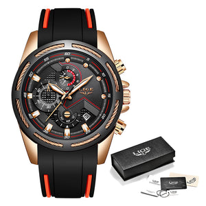 Lige Watch Silicone Band Mens Red Black
