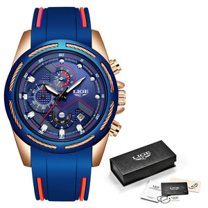Lige Watch Silicone Band Men Blue