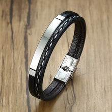 Load image into Gallery viewer, Engrave your own Stainless Steel Leather Bracelet - Mr.YouWho