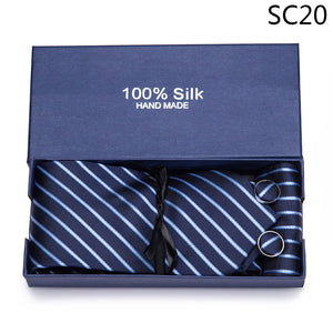 Gift box Tie 100% Silk Jacquard Woven Necktie Hanky Cufflinks Set - Mr.YouWho