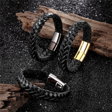 Load image into Gallery viewer, Stainless Steel Chain Woven Leather Bracelet - Mr.YouWho